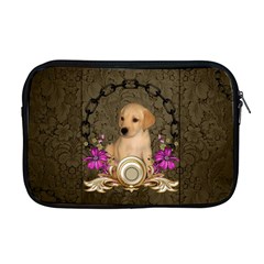 Cute Little Puppy With Flowers Apple Macbook Pro 17  Zipper Case by FantasyWorld7