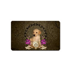 Cute Little Puppy With Flowers Magnet (name Card) by FantasyWorld7