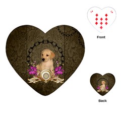 Cute Little Puppy With Flowers Playing Cards (heart) by FantasyWorld7