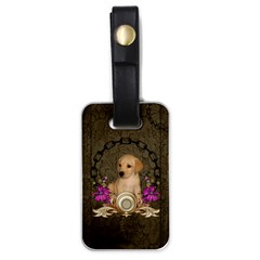 Cute Little Puppy With Flowers Luggage Tag (one Side) by FantasyWorld7