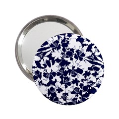 Navy & White Floral Design 2 25  Handbag Mirrors by WensdaiAmbrose