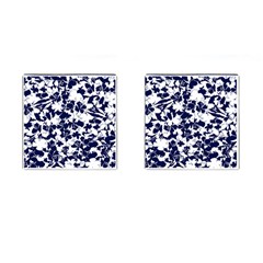 Navy & White Floral Design Cufflinks (square) by WensdaiAmbrose