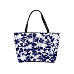 Navy & White Floral Design Classic Shoulder Handbag Front