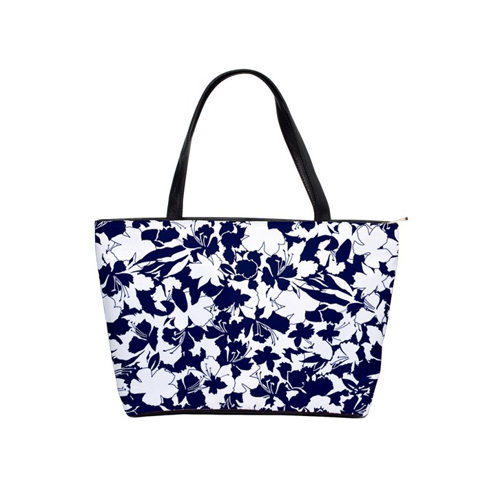 Navy & White Floral Design Classic Shoulder Handbag