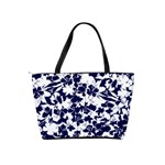 Navy & White Floral Design Classic Shoulder Handbag Back