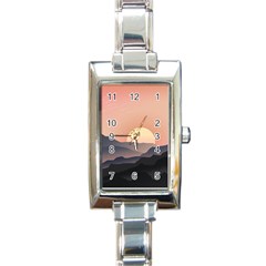 Sunset Sky Sun Graphics Rectangle Italian Charm Watch by HermanTelo