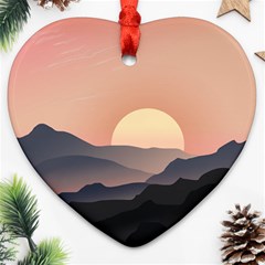 Sunset Sky Sun Graphics Ornament (heart) by HermanTelo