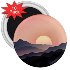 Sunset Sky Sun Graphics 3  Magnets (10 Pack)  by HermanTelo