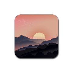 Sunset Sky Sun Graphics Rubber Coaster (square)  by HermanTelo