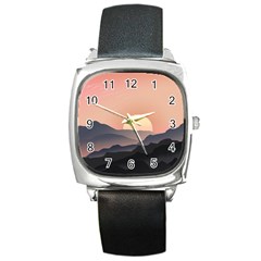 Sunset Sky Sun Graphics Square Metal Watch by HermanTelo