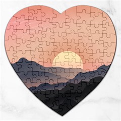 Sunset Sky Sun Graphics Jigsaw Puzzle (heart) by HermanTelo