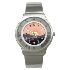 Sunset Sky Sun Graphics Stainless Steel Watch