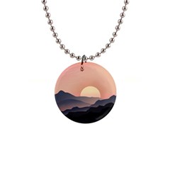 Sunset Sky Sun Graphics 1  Button Necklace by HermanTelo