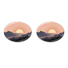 Sunset Sky Sun Graphics Cufflinks (oval) by HermanTelo