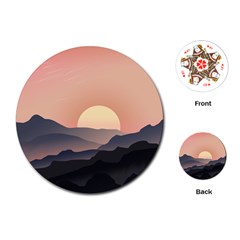 Sunset Sky Sun Graphics Playing Cards (round)