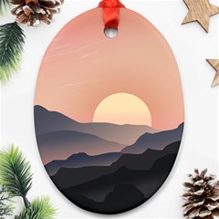 Sunset Sky Sun Graphics Oval Ornament (two Sides)