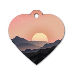 Sunset Sky Sun Graphics Dog Tag Heart (one Side)