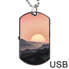 Sunset Sky Sun Graphics Dog Tag Usb Flash (one Side)