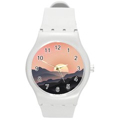 Sunset Sky Sun Graphics Round Plastic Sport Watch (m)