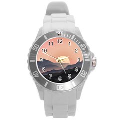 Sunset Sky Sun Graphics Round Plastic Sport Watch (l) by HermanTelo