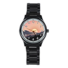 Sunset Sky Sun Graphics Stainless Steel Round Watch by HermanTelo