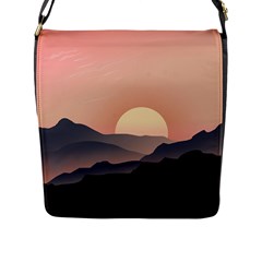 Sunset Sky Sun Graphics Flap Closure Messenger Bag (l)