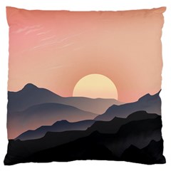 Sunset Sky Sun Graphics Large Flano Cushion Case (two Sides)