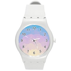 Sunrise Sunset Colours Background Round Plastic Sport Watch (M)