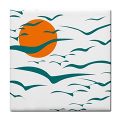 Sunset Glow Sun Birds Flying Tile Coasters by HermanTelo