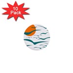 Sunset Glow Sun Birds Flying 1  Mini Buttons (10 pack)  Front