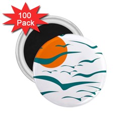 Sunset Glow Sun Birds Flying 2 25  Magnets (100 Pack)  by HermanTelo