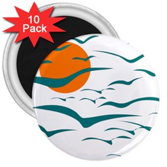 Sunset Glow Sun Birds Flying 3  Magnets (10 Pack)  by HermanTelo