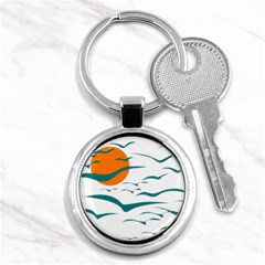 Sunset Glow Sun Birds Flying Key Chain (round) by HermanTelo