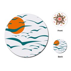 Sunset Glow Sun Birds Flying Playing Cards (round)