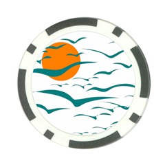 Sunset Glow Sun Birds Flying Poker Chip Card Guard (10 Pack)