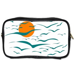 Sunset Glow Sun Birds Flying Toiletries Bag (two Sides)