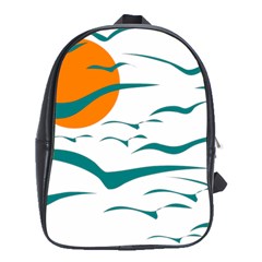 Sunset Glow Sun Birds Flying School Bag (xl)