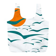 Sunset Glow Sun Birds Flying Full Print Recycle Bag (l)