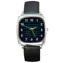 Texture Lines Background Square Metal Watch