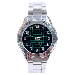 Texture Lines Background Stainless Steel Analogue Watch