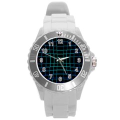 Texture Lines Background Round Plastic Sport Watch (l)