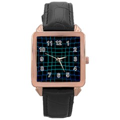 Texture Lines Background Rose Gold Leather Watch 