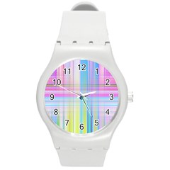 Texture Abstract Squqre Chevron Round Plastic Sport Watch (m)