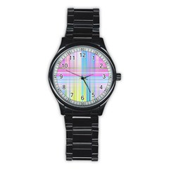 Texture Abstract Squqre Chevron Stainless Steel Round Watch