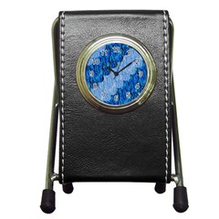 Texture Surface Blue Shapes Pen Holder Desk Clock by HermanTelo