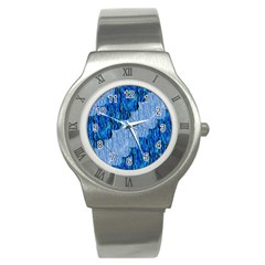 Texture Surface Blue Shapes Stainless Steel Watch by HermanTelo