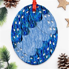 Texture Surface Blue Shapes Oval Filigree Ornament (two Sides)