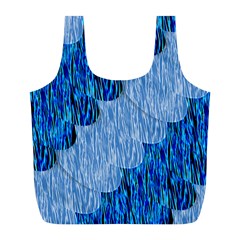 Texture Surface Blue Shapes Full Print Recycle Bag (l) by HermanTelo