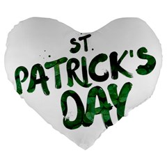 St Patrick s Day Large 19  Premium Flano Heart Shape Cushions