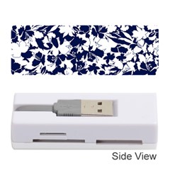 Navy & White Floral Design Memory Card Reader (stick) by WensdaiAmbrose